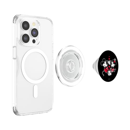 Disney Mickey and Minnie Love Gaze Hearts Black PopSockets PopGrip for MagSafe - style: Magnetic PopGrip