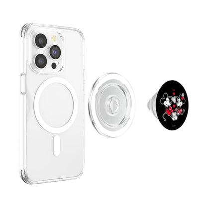 Disney Mickey and Minnie Love Gaze Hearts Black PopSockets PopGrip for MagSafe - style: Magnetic PopGrip