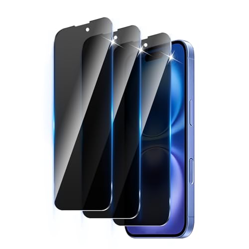 3 Pack Privacy Screen Protector Designed for iPhone 16/15/15 Pro,Full Coverage Anti-Spy Tempered Glass Film,9H Hardness,Anti-Fingerprint,Bubble Free,Easy to Install - color: iPhone 16/15/15 Pro FK3