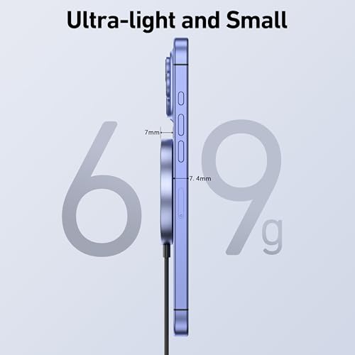 BENFEI Magnetic Wireless Charger Compatible with MagSafe for iPhone 17/16/15/14/13/12, Aluminum, up to 7.5W, 1.5m Cable - color: Grey