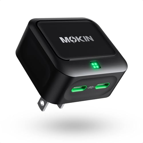 USB C Charger Block 45W, Dual Port Flat Wall Charger Fast Charging Block - color: Black