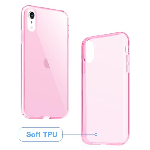 JJGoo Compatible with iPhone XR Case Clear Soft Transparent Shockproof Protective Slim Thin Bumper Phone Cover for XR, Clear Pink - color: Pink