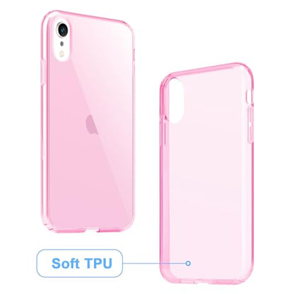 JJGoo Compatible with iPhone XR Case Clear Soft Transparent Shockproof Protective Slim Thin Bumper Phone Cover for XR, Clear Pink - color: Pink
