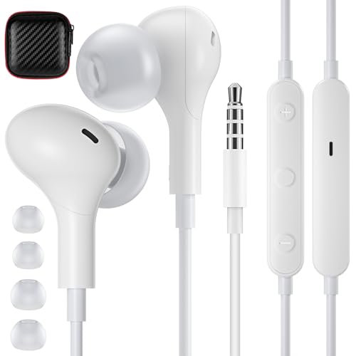 APETOO Wired Earbuds in-Ear Headphones 3.5mm Jack for Laptop/School White - color: White