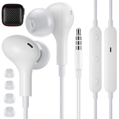 APETOO Wired Earbuds in-Ear Headphones 3.5mm Jack for Laptop/School White - color: White