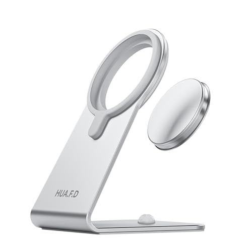 MagSafe Charger Stand Compatible with Apple MagSafe Charger 15W/25W, Aluminum Desktop Dock for iPhone 17/16/15/14/13/12, Portrait & Landscape Viewing, Cable Slot, Charger Not Included, Silvery - color: slivery