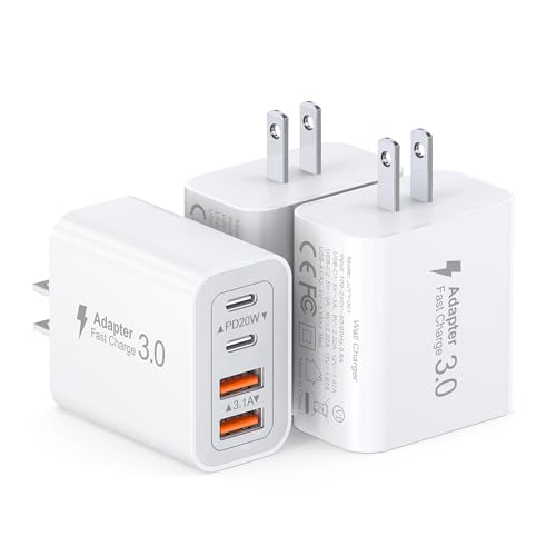 3 Pack Fast Charging Block, 40W 4-Port Charger Cube Power Brick Plug Box Base Adapter for iPad/Pro/Mini, Compatible with iPhone 13/14/15/16/17,Galaxy, Motorola,Sony, Google Pixel, Tablet - color: 3 Pack White