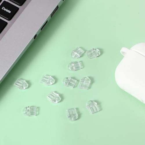 Cell Phone Type C Dust Plug, 80 Pieces Clear USB C Dust Plug Anti-Dust Charging Port Plugs Covers Type-C Port Cover with Hanging Hole Compatible with All Type-C Devices Laptops Smart Phones Earphones