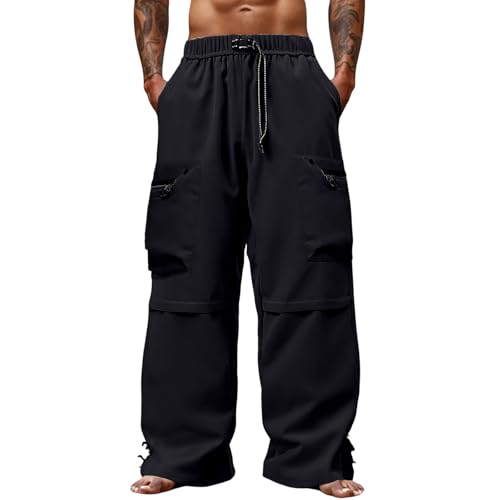 Men Cargo Pants Cotton Twill Stretch Tactical Quick Dry Multi Pockets Hiking Travel Job Site Tactical Pants for Men - color: A Black, size: Large