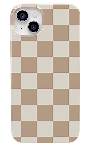 Casely iPhone 14 Plus Case | Fit Check | Neutral Checkerboard | Compatible with MagSafe | Classic Ultra Slim Design - color: Fit Check | Neutral Checkerboard Checkered