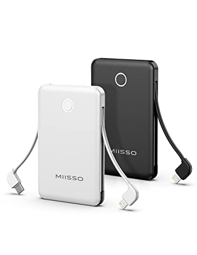 miisso 6000mah Ultra Slim Power Bank, Card Size, 2-Pack Black & White - color: Black & White