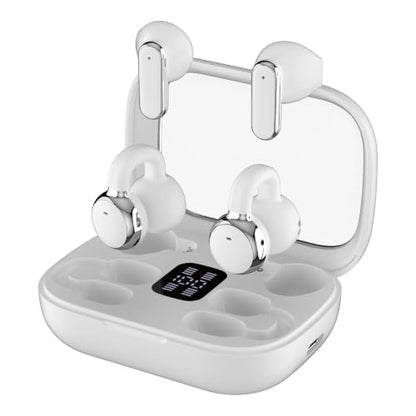 RCA EarSwitch Pro 4-in-1 Duo TWS Wireless Earbuds, Bluetooth 5.4 Open-Ear & in-Ear Dual Buds with LED Charging Case, Touch Control, Built-in Mic, 6H Playtime for Sport & Office (White) - color: White