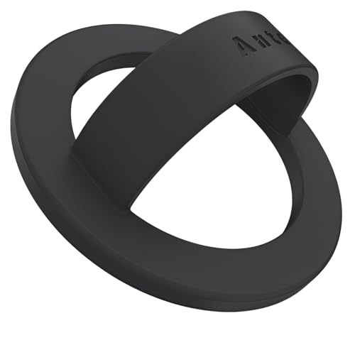 Anteel Magnetic Silicone Ring Grip Phone Holder, Strong Magnetic Attraction, Comfy and Portable, Removable Finger Loop Grip for Magsafe Phone Case (Black) - color: Black