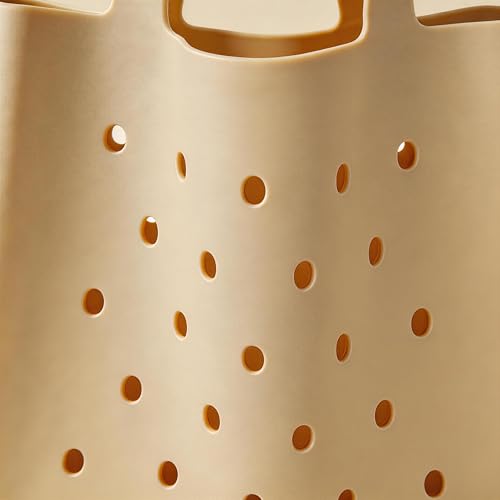 Silicone Beach Bag, Waterproof Large Tote Bag for Women, Charm Compatible Bag - color: Beige