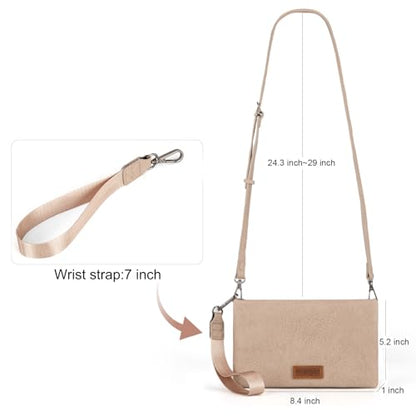 Wrangler Crossbody Wallet Womens Wristlet Wallet Small Wallet Purse Summer bag RFID Blocking Bifold Clutch Credit Card Holder Purses - color: B-khaki