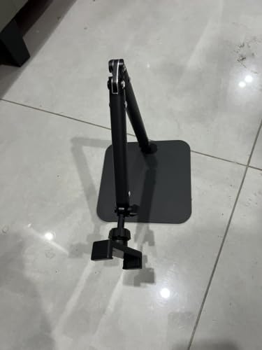 Adjustable Overhead Articulating Arm Phone Stand for Desk, Black Metal