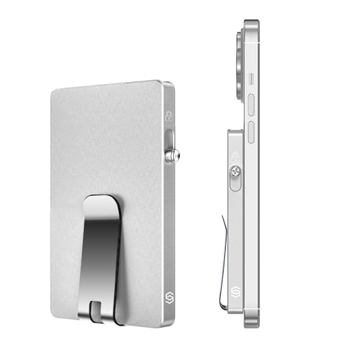 Magnetic Card Holder with Money Clip,for Magsafe Phone Wallet with Slide Button Quick Access to Bank Credit Card,Metal RFID Blocking Case for IPhone 17/16/15/14/13/12 Series(No 12/13 mini) (Silver) - color: Basic Magnetic With Clip - Metallic Silver