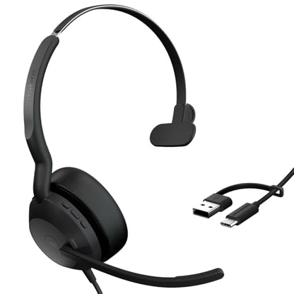 Jabra Evolve2 50 Wired Single-Ear Headset - Noise Cancelling Headphones, Bluetooth Headset for Work with Noise Cancelling Microphones, Goes with Online Meeting Platforms Like Microsoft Teams, Black - style: Microsoft Teams, Single Ear