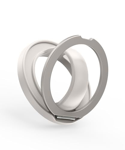 Magnetic Phone Grip, 360° Rotation & 180° Flip Universal Phone Ring Stand, Silicone Phone Ring Holder for Back of Phone for iPhone 17/16/15/14/13/12 Pro Max/Plus, Stone - color: Stone