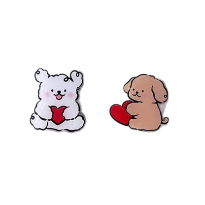 Magnetic Socket Pocket Stand Phone Grip Tok Bracket Korean Cute Cartoon Puppy Grip for iPhone Samsung Xiaomi Ring Finger Holder (A) - color: A