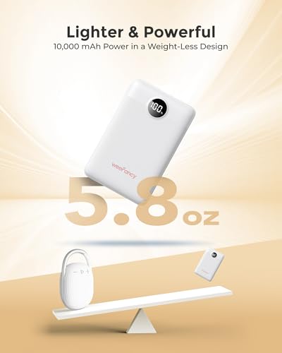 Small Portable Charger 10000mAh 20W Fast Charging Mini Power Bank, White - color: White