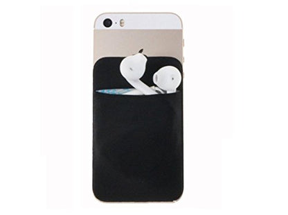 Neoprene Cell Phone Card Holder 6 Cards Adhesive Mini Secure Wallet ID Credit Card Pocket Purse Stick on Smartphone for iPhone 15 Pro Max/14/13/XS,Samsung S24Ultra/S20FE/A14/A75 (Black) - color: Black