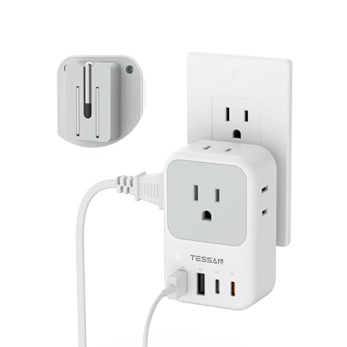TESSAN USB C Charger Block 20W PD, Fast Charging Adapter with Foldable Plug - color: Grey, size: 2 USB-C/A