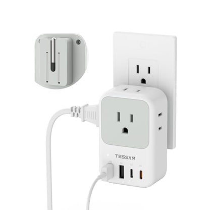 TESSAN USB C Charger Block 20W PD, Fast Charging Adapter with Foldable Plug - color: Grey, size: 2 USB-C/A