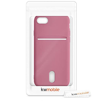 kwmobile Case Compatible with Apple iPhone SE (2022) / iPhone SE (2020) / iPhone 8 / iPhone 7 - Soft TPU Phone Cover with Card Holder and Silicone Finish - Dark Rose - color: Dark Rose