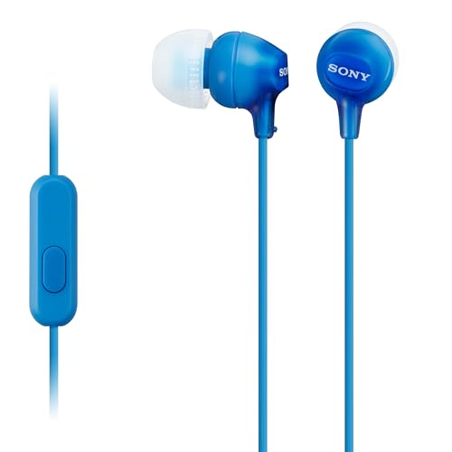 Sony MDREX15AP In-Ear Earbud Headphones with Mic, Blue - color: Blue (Pack of 1), style: 3.5mm Aux, Mic