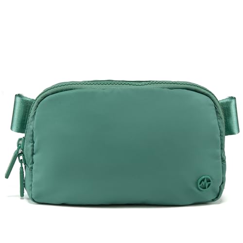 Pander Nylon Fanny Pack for Women, Two-Way Zipper Crossbody Bag - color: Eucalyptus Green