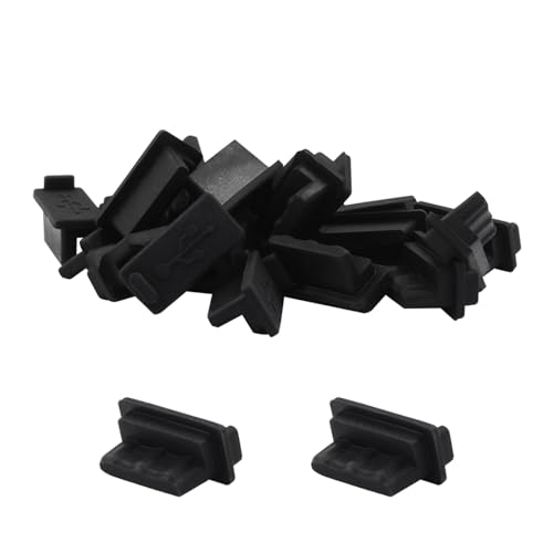 Jiozermi Black Silicone USB A Female Anti Dust Plug, 20 Pcs - color: Black