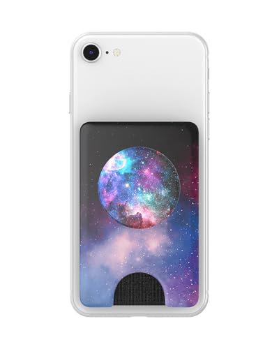 PopSockets Minimalist Slim Phone Wallet, Phone Card Holder, Wireless Charging Compatible, Wallet Without Grip Compatible with MagSafe- BL Galaxy