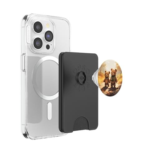 Teddy Bears Walking in Autumn Forest Holding Hands PopSockets PopWallet for MagSafe - style: Magnetic PopWallet