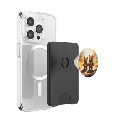 Teddy Bears Walking in Autumn Forest Holding Hands PopSockets PopWallet for MagSafe - style: Magnetic PopWallet