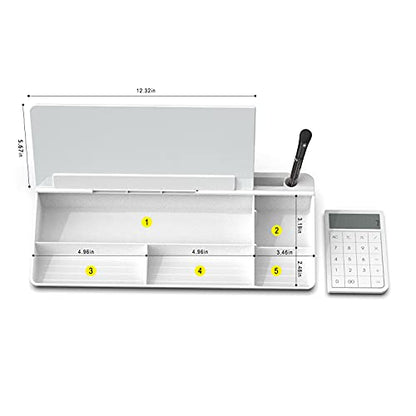 TOWON Glass Desk Whiteboard with Calculator 18x6 in, Desk Organizer, White - color: Cal White
