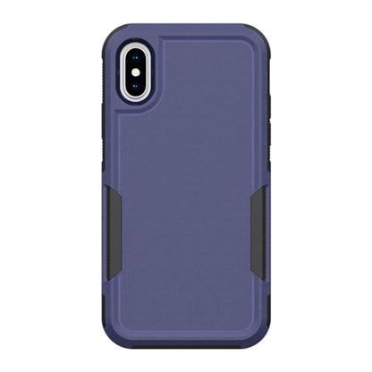 for iPhone X/iPhone Xs Case: Dual Layer Protective Heavy Duty Cell Phone Case Shockproof Rugged Bumper Tough with Screen Protector - Military Grade Drop Tested for Appple iPhone X/iPhone Xs, Blue - color: Navy Blue (PC) + Black (TPU)