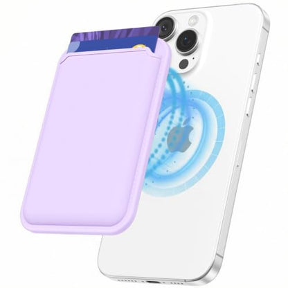 LoeoeL Magnetic Phone Wallet Compatible with Magsafe Wallet, Silicone ID Credit Card Holder Wallets for Back of Phone Pocket, Slim Thin Pouch Sleeve Wallets for iPhone Pixel, Purple Lavender - color: Lilac