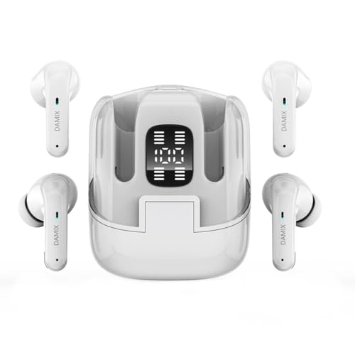 Two Pairs Wireless Earbuds, Dual Pair Headphones Ear Buds Bluetooth 5.5 with Noise Cancelling, LED Display Power in Ear Earphones Waterproof 120H Playtime for Laptop Pad Phones (White) - color: White
