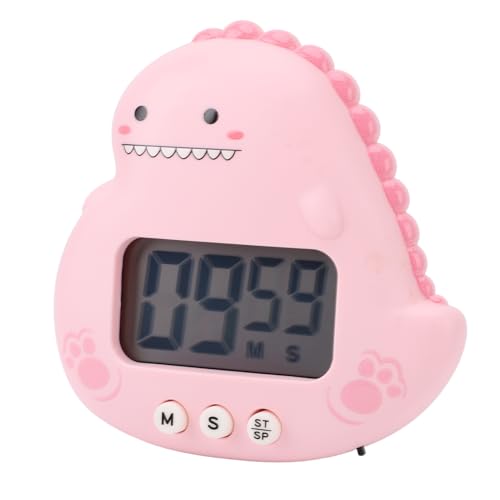 Kids Timer, Cute Dinosaur Shape Digital Countdown Timer with Large LCD Display Magnetic Back Foldable Stand for Children Teachers Parents Pink - color: Pink