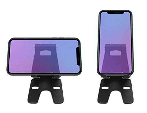 Cell Phone Tablet Fully Foldable Stand Dock Holder Cradle Mount Organizer Charger Station Table Desk Bed Office School Kitchen Travel Portable Adjustable Multi-Angle Aluminum (Black) - color: Black
