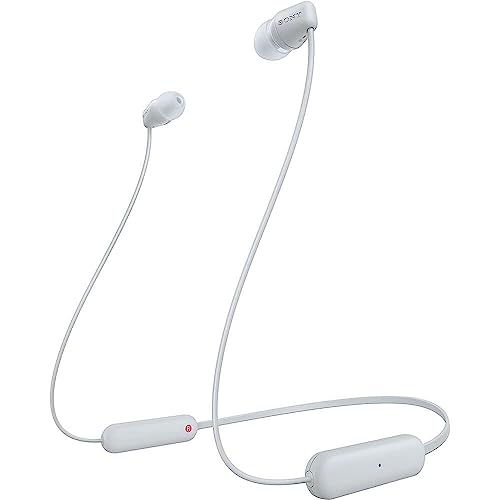 Sony WI-C100 Wireless in-Ear Bluetooth Headphones with Built-in Mic, White - color: White, size: One Size