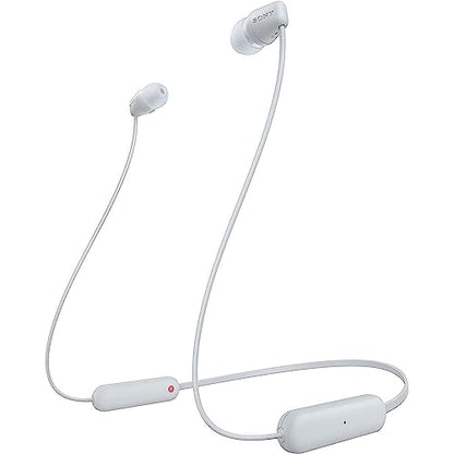 Sony WI-C100 Wireless in-Ear Bluetooth Headphones with Built-in Mic, White - color: White, size: One Size