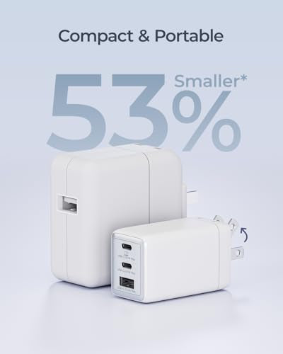 wegear 67W USB C Charger, 3-Port GaN Fast Charging Block with Foldable Plug - color: White
