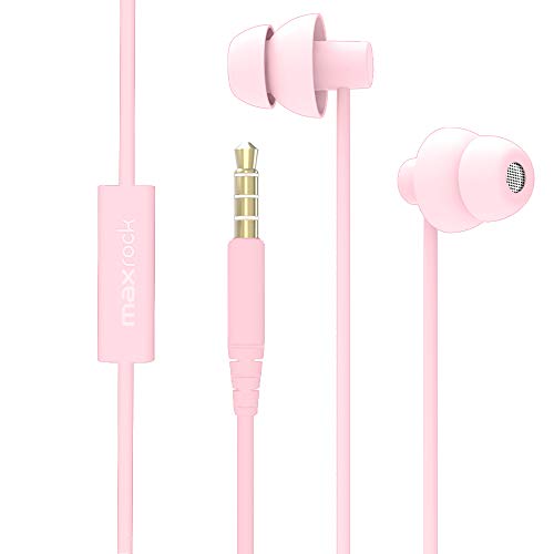 MAXROCK Sleep Earbuds with Soft Silicon Sleeping Headphones, Light Pink - color: Light Pink