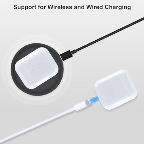 Wireless Charging Case Replacement Compatible with AirPod 1 2, Air Pods 1 2 Charger Case with Bluetooth Pairing Without Earbuds, White