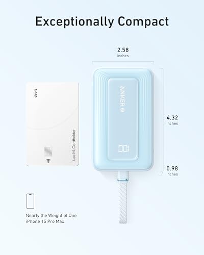 Anker Power Bank,10,000mAh 30W with USB-C Travel Essential Portable Charger - color: Blue, size: 10000 MAh