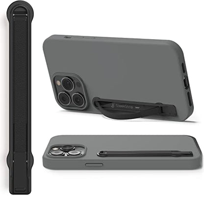 SleekStrip SleekGrip-Premium Ultra Thin Phone Grip Stand,Slim Metal Finger Loop Ring Hand Holder Strap Cell Phone Grips for iPhone 16 Pro Max,17,Android,Case Back - Gunmetal x Black Vegan Leather - color: Gunmetal x Black Vegan Leather