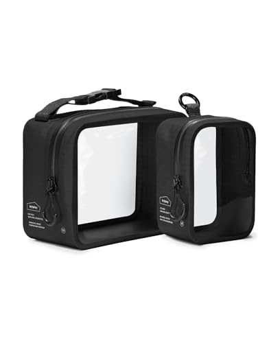 bitplay AquaSeal Waterproof 2 Pcs Storage Pouch Set, 500ml + 1500ml Reusable Dry Bags, IPX8 Certified Airtight Zippers, TPU Travel Organizer for Hiking, Beach, Camping, and Outdoor Gear, Black