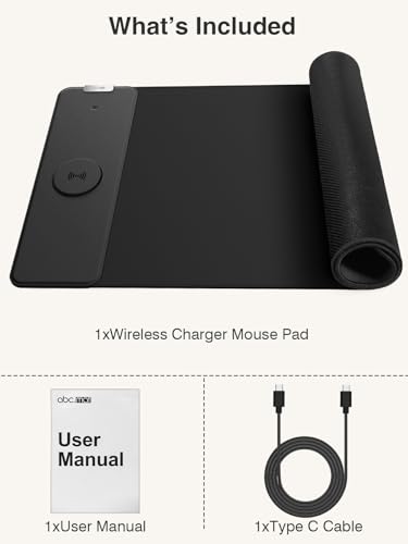 Magnetic Wireless Charging Mouse Pad, 31.5"x11.8" Large Desk Mat - color: Black-31.5"x11.8"-Mag